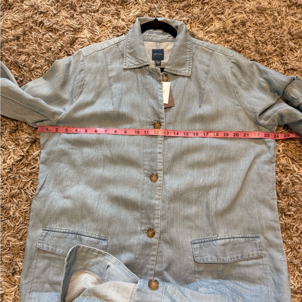 NWT J. Jill Blue Denim Button Front Duster Jacket Somerset Wash size Large Tall - Picture 11 of 15